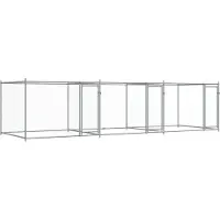 vidaXL Hondenhok met deuren 6x2x1,5 m gegalvaniseerd staal grijs