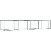 vidaXL Hondenhok met deuren 8x2x1,5 m gegalvaniseerd staal grijs