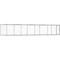vidaXL Hondenhok met deur 8x2x1,5 m gegalvaniseerd staal grijs