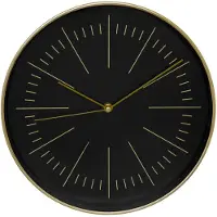 Atmosphera Wandklok/muur klok - Office - Dia 30 cm - kunststof - zwart/goud - keuken/kamer/kantoor - Wandklokken