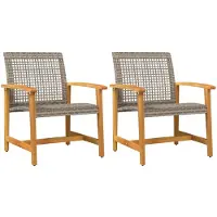 vidaXL Tuinstoelen 2 st poly rattan en acaciahout grijs