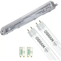 Velvalux LED Waterdichte TL Armatuur met T8 Buizen - Velvalux Strela - 60cm - Dubbel - Koppelbaar - Waterdicht IP65 - OSRAM -