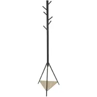 Gerimport - kapstok - zwart - metaal - staand - 6 haken op verschillende hoogtes - 180 cm - Kapstokken