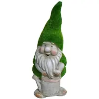 Gerimport Tuinkabouter beeldje - Dwarf Sammy - Polystone - grasgroene muts - 32 cm - Tuinbeelden