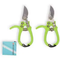 Merkloos 2x Flower scissors Handy Flower Cutter Sustainable Garden Shears Metal Green Compact 16cm x 8cm x 1cm