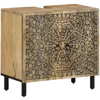 vidaXL Wastafelonderkast, 62x33x58 cm, massief mangohout