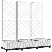 vidaXL Plantenbak met trellis wit 120x40x121,5 cm PP