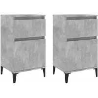 vidaXL Nachtkastjes 2 st 40x35x70 cm betongrijs