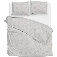Zo! Home Dekbedovertrek Fiori-di-Satinado Ash-Grey Satijn-200 x 200 / 220 cm | 2-Persoons