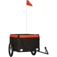 vidaXL Fietstrailer 45 kg ijzer zwart en oranje