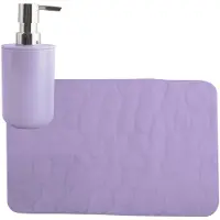 MSV badkamer droogloop mat/tapijt Kiezel - 50 x 80 cm - zelfde kleur zeeppompje - lila paars - Badmatjes