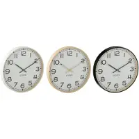 J-Line wandklok Rond - kunststof - beige/wit/zwart - Ø 40 cm - large - 3 stuks