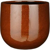 Mica Decorations Plantenpot - keramiek - bruin glans - D29-H25 cm - Plantenpotten