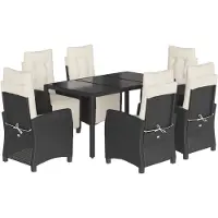 vidaXL 7-delige Tuinset met kussens poly rattan zwart