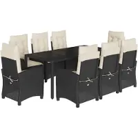 vidaXL 9-delige Tuinset poly rattan zwart
