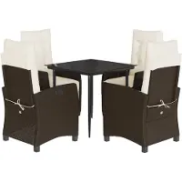 vidaXL 5-delige Tuinset met kussens poly rattan bruin