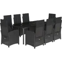vidaXL 9-delige Tuinset poly rattan zwart