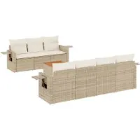 vidaXL 8-delige Loungeset met kussens poly rattan beige