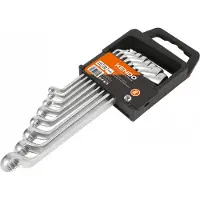 Kendo - Gebogen ringsleutel set - 8-delig - Professioneel - Gehard chroom-vanadium staal - 6 - 22 mm