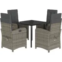 vidaXL 5-delige Tuinset met kussens poly rattan grijs