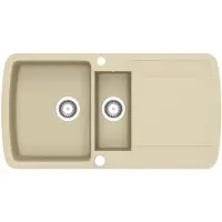 vidaXL Gootsteen dubbele bakken graniet beige