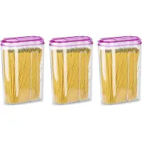 PlasticForte Voedselcontainer strooibus - 3x - roze - 1500 ml - kunststof - voorraadpotten
