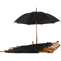 Discountershop Paraplu zwart Set van 10 Zwarte Automatische Paraplu's met Houten Handvat - 102cm Diameter – Groot Formaat voor Volwassenen - Windbestendig