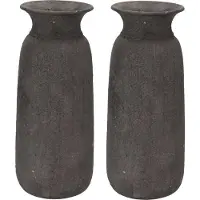 DK Design Bloemenvaas kruik Maya - 2x - verweerd zwart - D18 x H40 cm - rustiek