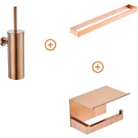Guido Gusto Toilet accessoires set Copper design met beugel