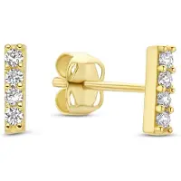 New Bling 9NBG-0470 Gouden Oorknopjes - Dames - 4 Zirkonia Steentjes - 6 x 1,6 mm - 14 karaat - Goud