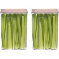 PlasticForte Voedselcontainer strooibus - 2x - lichtroze - 1500 ml - kunststof - voorraadpotten