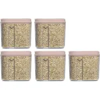 PlasticForte Voedselcontainer strooibus - 5x - lichtroze - 1000 ml - kunststof - voorraadpotten