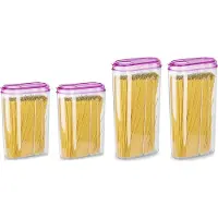PlasticForte Voedselcontainers set - 4 stuks - roze - 2350ml en 1500ml - kunststof - voorraadpot