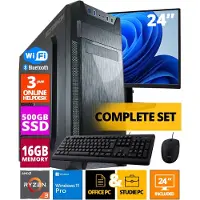 Screenon Budget Office PC SET - Ryzen 3 - 500GB NVMe SSD - 16GB RAM - Radeon Vega 8 ( 24 Inch Monitor | Muis | Toetsenbord ) + WiFi & Bluetooth