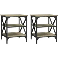vidaXL Bijzettafels 2 st 40x42x50 cm bewerkt hout sonoma eikenkleurig