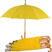 Discountershop Paraplu 10 stuks - Set van 10 Gele Automatische Paraplu's | Waterdicht & Windproof | 102cm Diameter | Paraplu Met Houten Handvat | Voor Optimale Regenbescherming