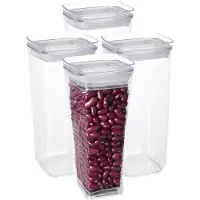 Excellent houseware Voorraadpot - 4x - met deksel - 1,7L - kunststof - transparant - voorraadbus