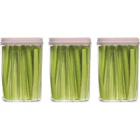 PlasticForte Voedselcontainer strooibus - 3x - lichtroze - 1500 ml - kunststof - voorraadpotten