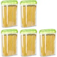 PlasticForte Voedselcontainer strooibus - 5x - groen - 1500 ml - kunststof - voorraadpotten