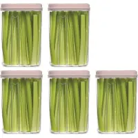 PlasticForte Voedselcontainer strooibus - 5x - lichtroze - 1500 ml - kunststof - voorraadpotten
