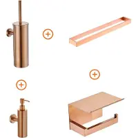 Guido Gusto Toilet accessoires set Copper design met beugel en zeepdispenser
