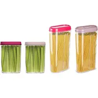 PlasticForte Voedselcontainers set - 4 stuks - roze - 2350ml en 1500ml - kunststof - voorraadpot