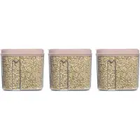 PlasticForte Voedselcontainer strooibus - 3x - lichtroze - 1000 ml - kunststof - voorraadpotten