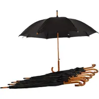 Discountershop Paraplu 9 stuks - Set van 9 Zwarte Automatische Paraplu's met Houten Handvat - Aluminium Frame - Polyester Doek - 102cm Diameter – Groot Formaat voor Volwassenen