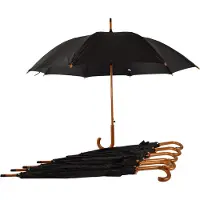 Discountershop Paraplu 7 stuks - Set van 7 Zwarte Automatische Paraplu's voor Volwassenen met Houten Handvat - Aluminium Frame - Polyester Doek - 102cm Diameter - Regenkleding Must-Have!
