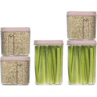 PlasticForte Voedselcontainers set - 5 stuks - licht roze - 1500/1000ml - kunststof - voorraadpot