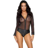 Cotelli Collection Spannende Transparante Body - Zwart