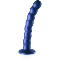 Ouch! Geribbelde G-spot dildo met zuignap 16.5 cm - Metalic Blue