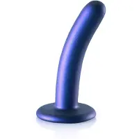 Ouch! Gladde G-spot dildo met zuignap 12.5 cm - Metalic Blue