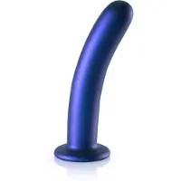 Ouch! Gladde G-spot dildo met zuignap 17 cm - Metallic Blue